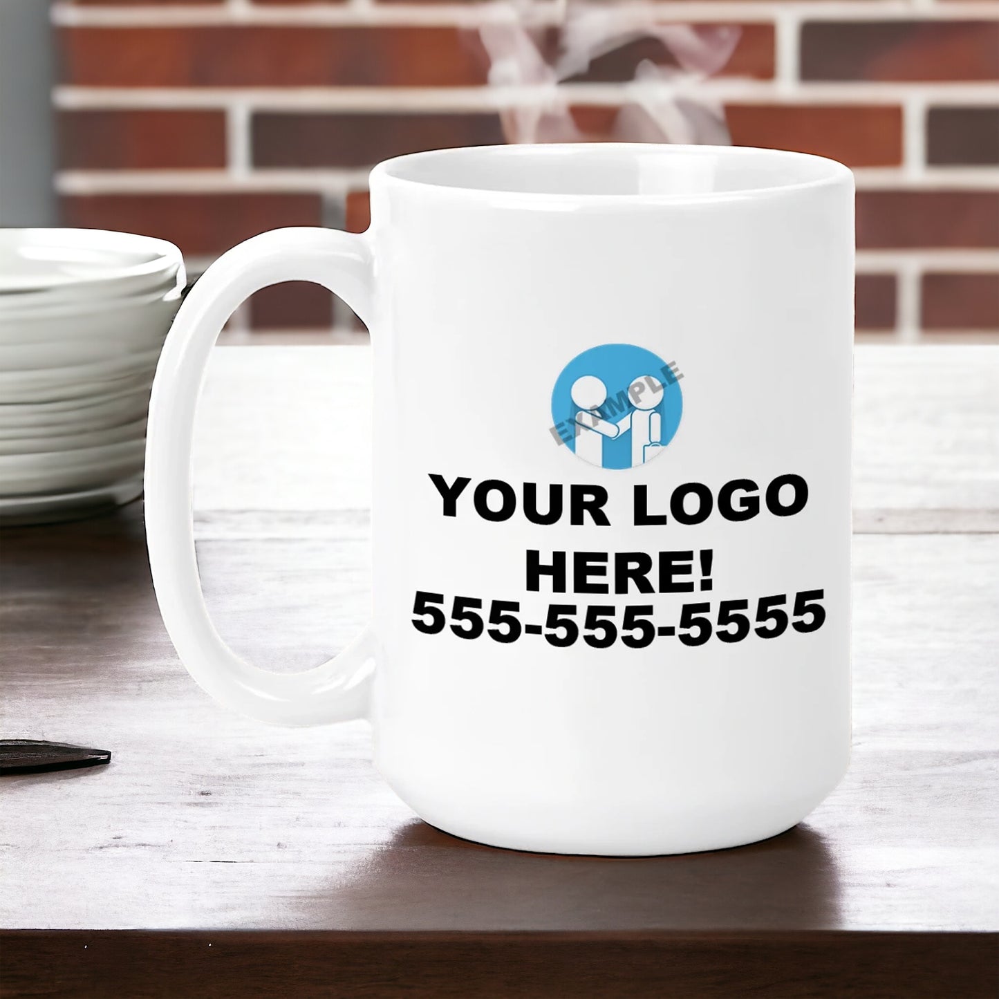 Custom Coffee Mug with Business Logo - Large 15oz Size Promotional Mug - Bulk Discounts!