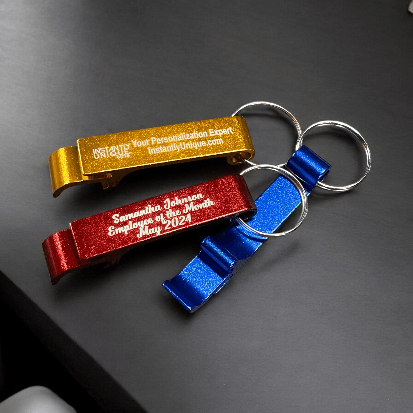 Custom Engraved Logo/Name Mixed Colored Aluminum Bottle Opener Keychains – Bulk Packs of 50, 100 & More