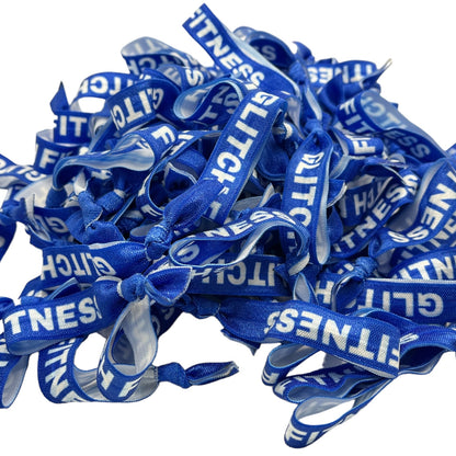 Custom Fitness Gym Promotional Hair Tie Bracelets - Add your logo and information - Bulk Discounts!