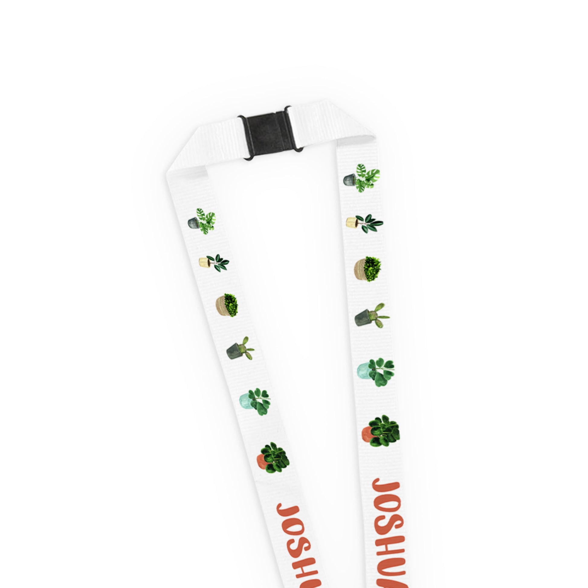 Custom House Plant Themed Long Lanyard with Breakaway Clasp - Personalized Name Text for Work, School, or Events