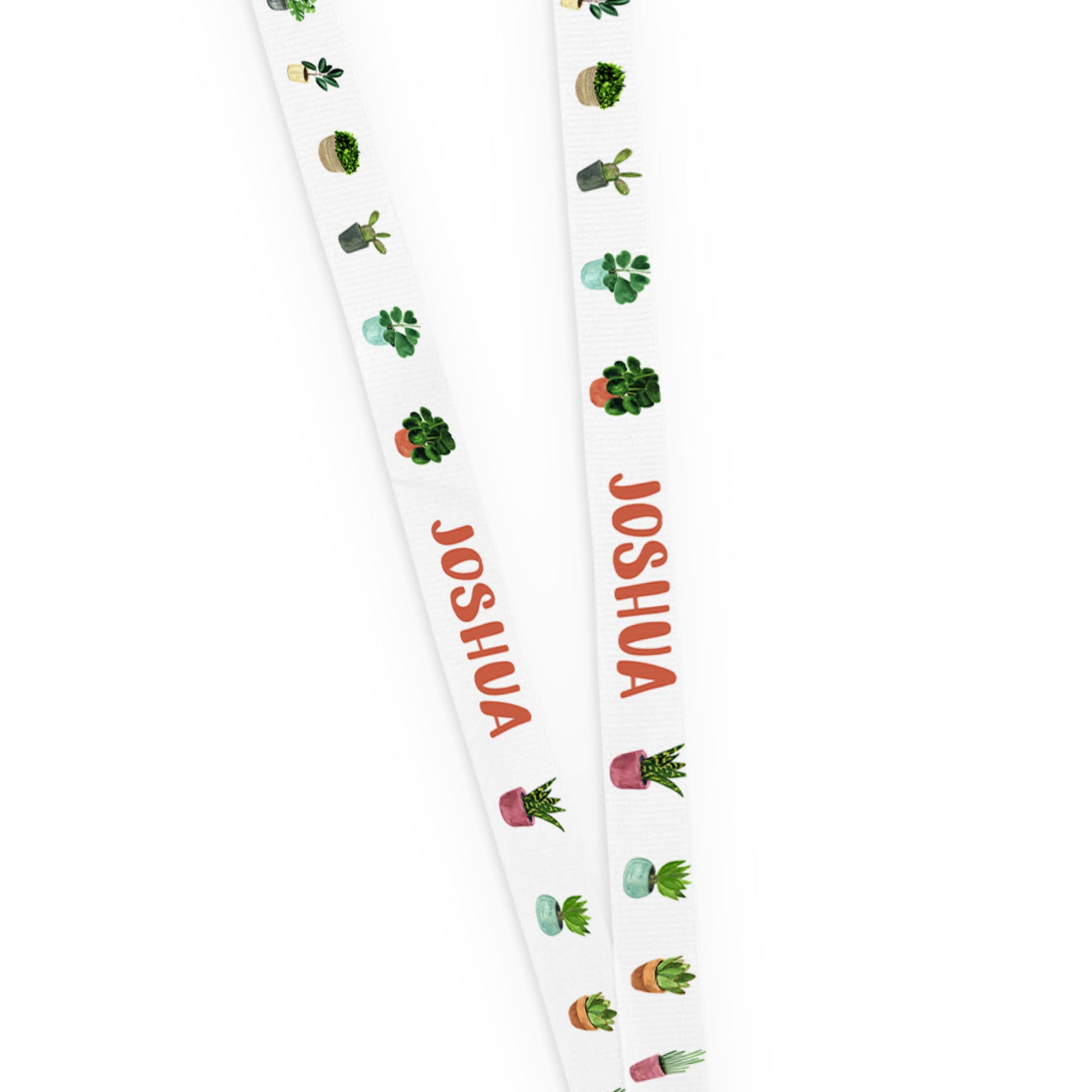 Custom House Plant Themed Long Lanyard with Breakaway Clasp - Personalized Name Text for Work, School, or Events