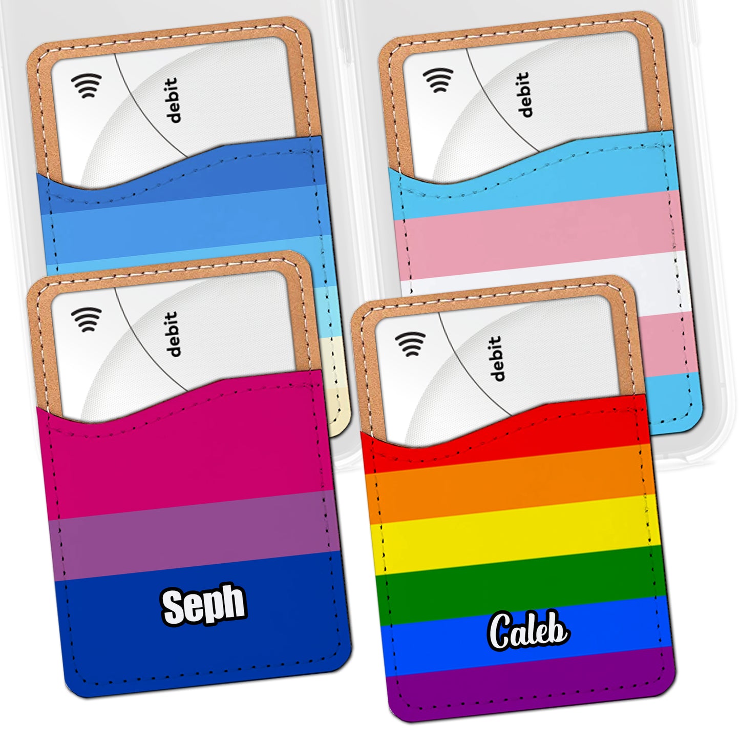 Custom LGBT+ Flag Stick on Phone Wallet Card Holder – Design Your Own with 30+ Pride Flags Including Rainbow, Trans, Non-Binary, Asexual, and More!