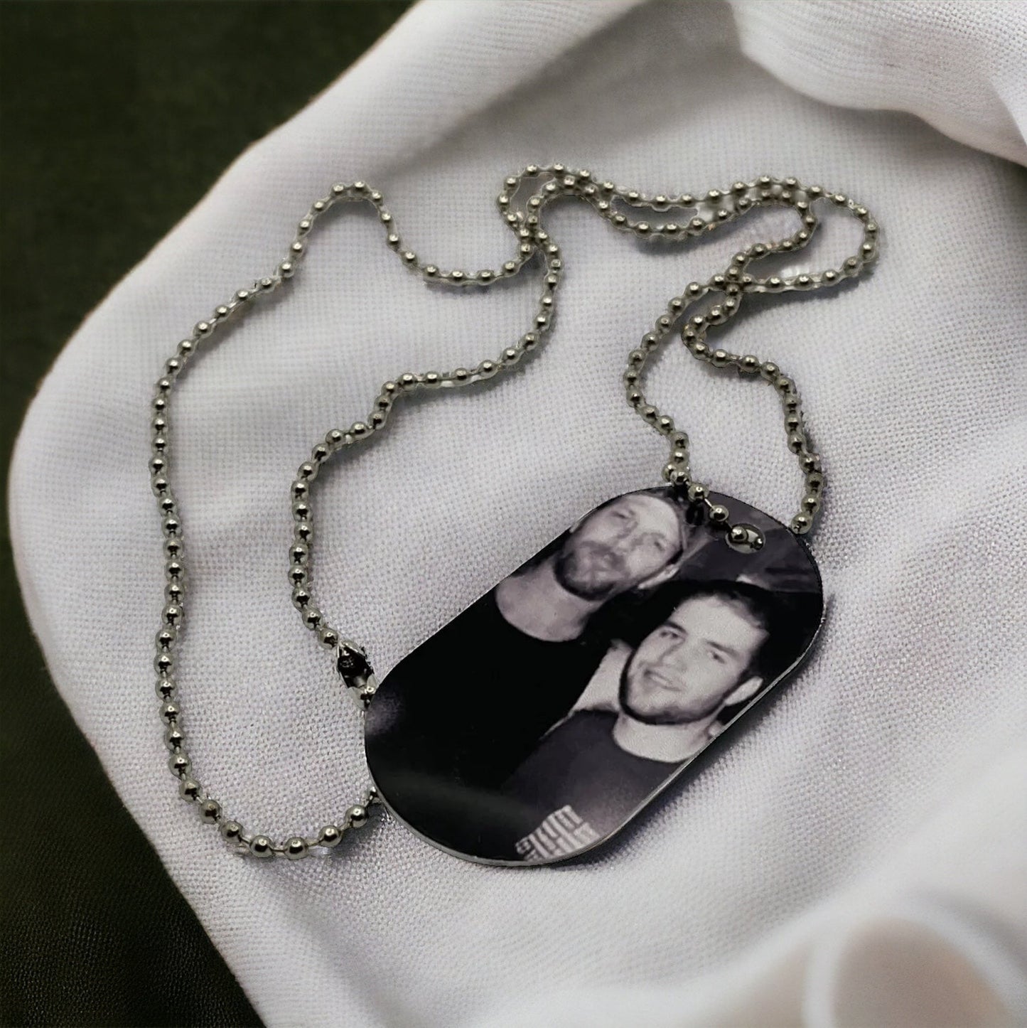 Custom Memorial Photo Dog Tag Necklace - Personalized Remembrance Gift with Double-Sided Full Color Print