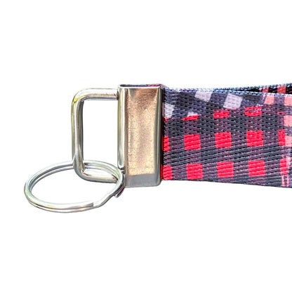 Custom Patchwork Flannel Design Nylon Keychain Wristlet - Personalized Cozy Fall Accessory for Keyring, Backpack, or Purse