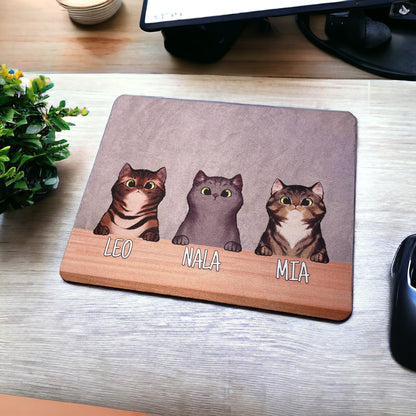 Custom Peeking Cats at the Table Mouse Pad