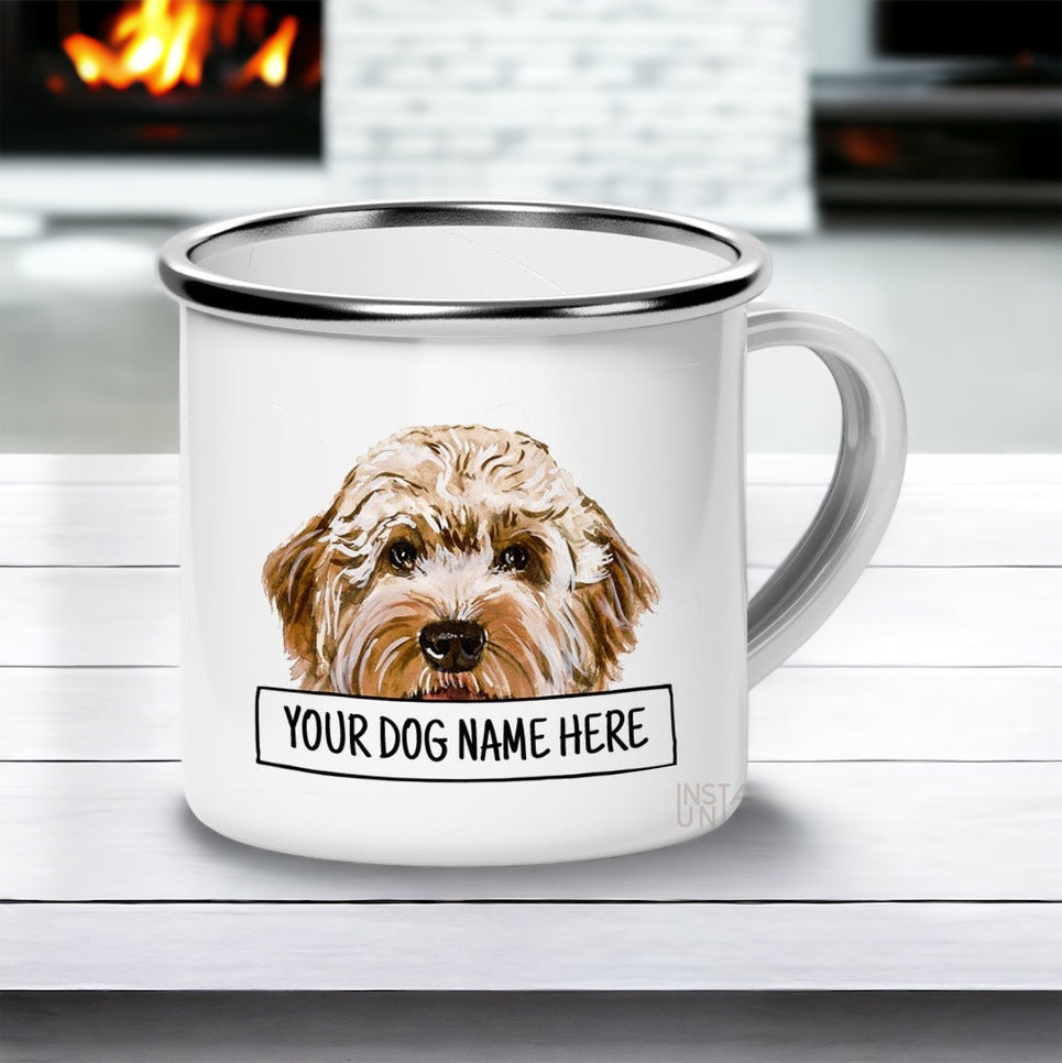Custom Peeking Dog Photo with Name 12oz Enamel Mug - Add up to 6 dogs!