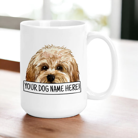 Custom Peeking Dog Photo with Name - 15oz Ceramic Coffee Mug - Add up to 6 dogs!