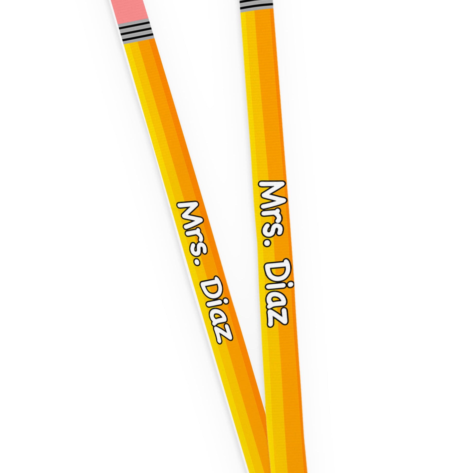 Custom Pencil Graphic Long Lanyard with Breakaway Clasp - Personalized Name Text for Work, School, or Events