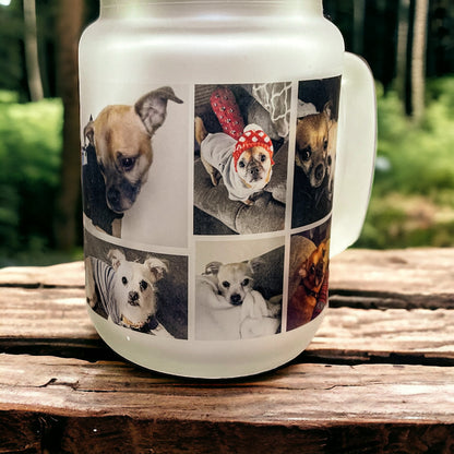 Custom Photo Collage 12oz Frosted Glass Mason Jar with Lid and Straw