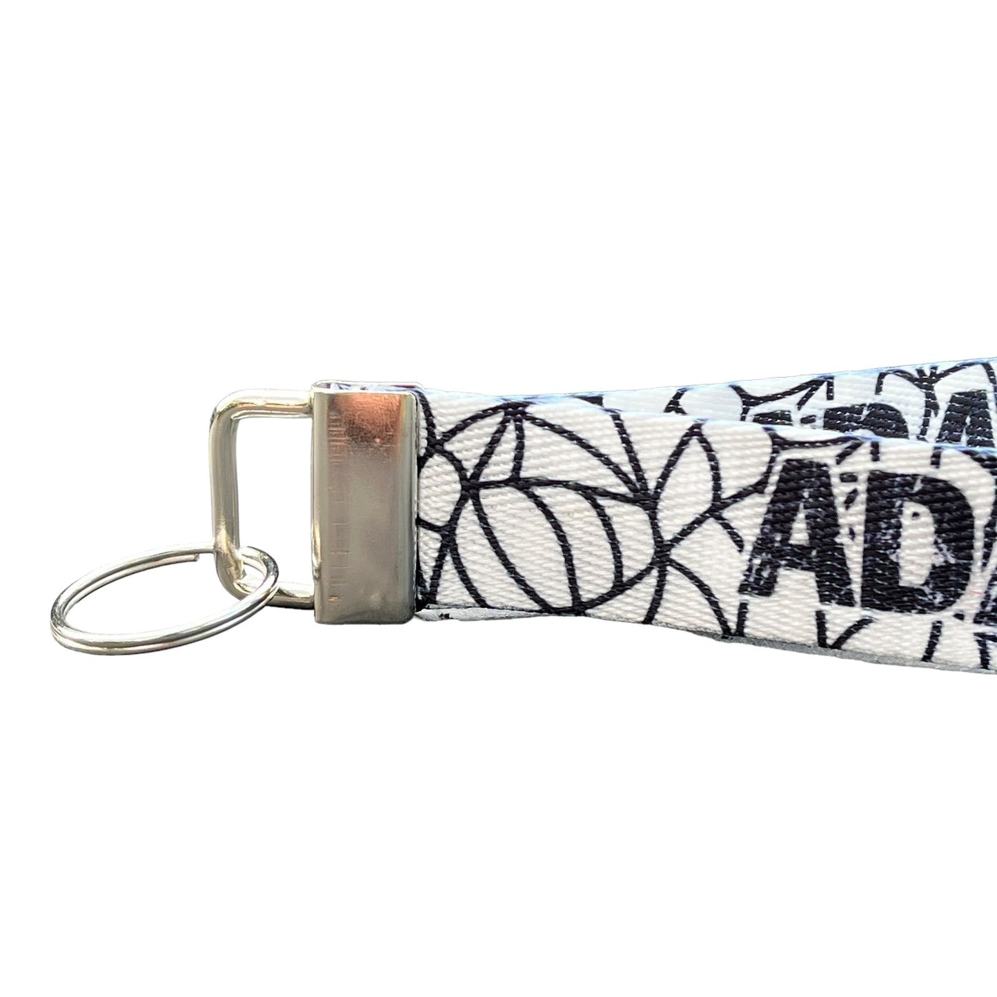 Custom Spiderwebs Halloween Nylon Keychain Wristlet - Personalized Spooky Season Accessory with Grungy Font Text for Keys, Backpacks, or Purses