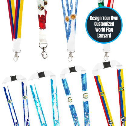 Custom World Flag Lanyards – Featuring Personalized Flags from the USA, Mexico, Colombia, Puerto Rico, and More!