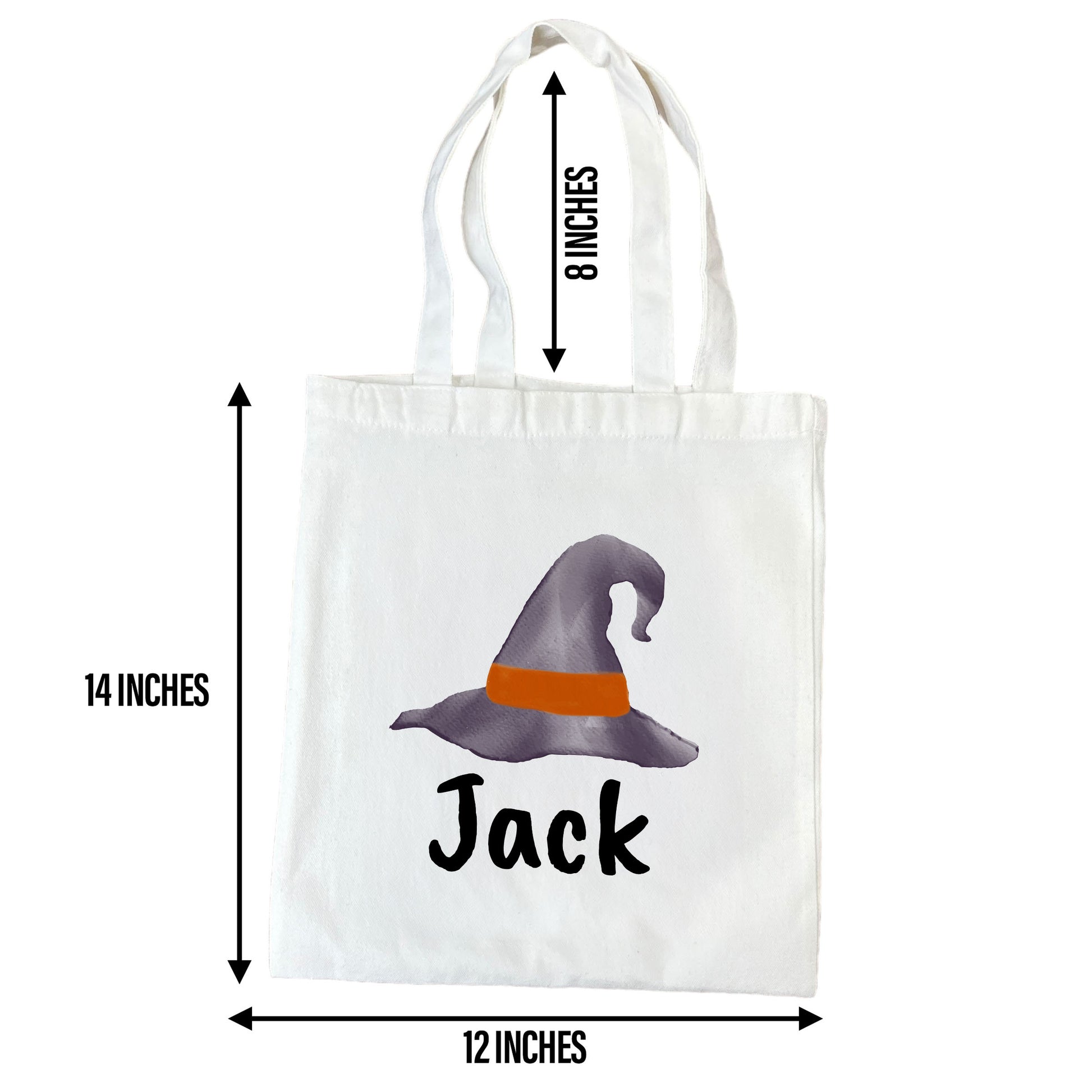 Customizable Small Tote Bags for Trick or Treating | Watercolor Witch Legs Halloween Designs with Personalized Name