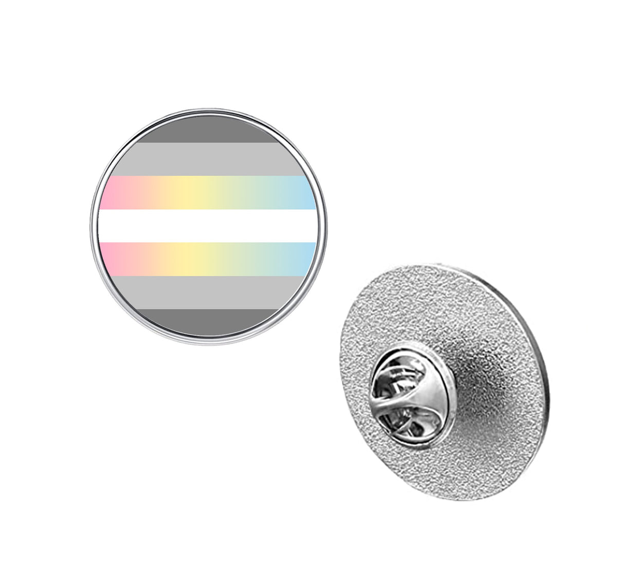 LGBT Pride Flag Pinback Button – Metal Lapel Pin in Circle, Heart or Square