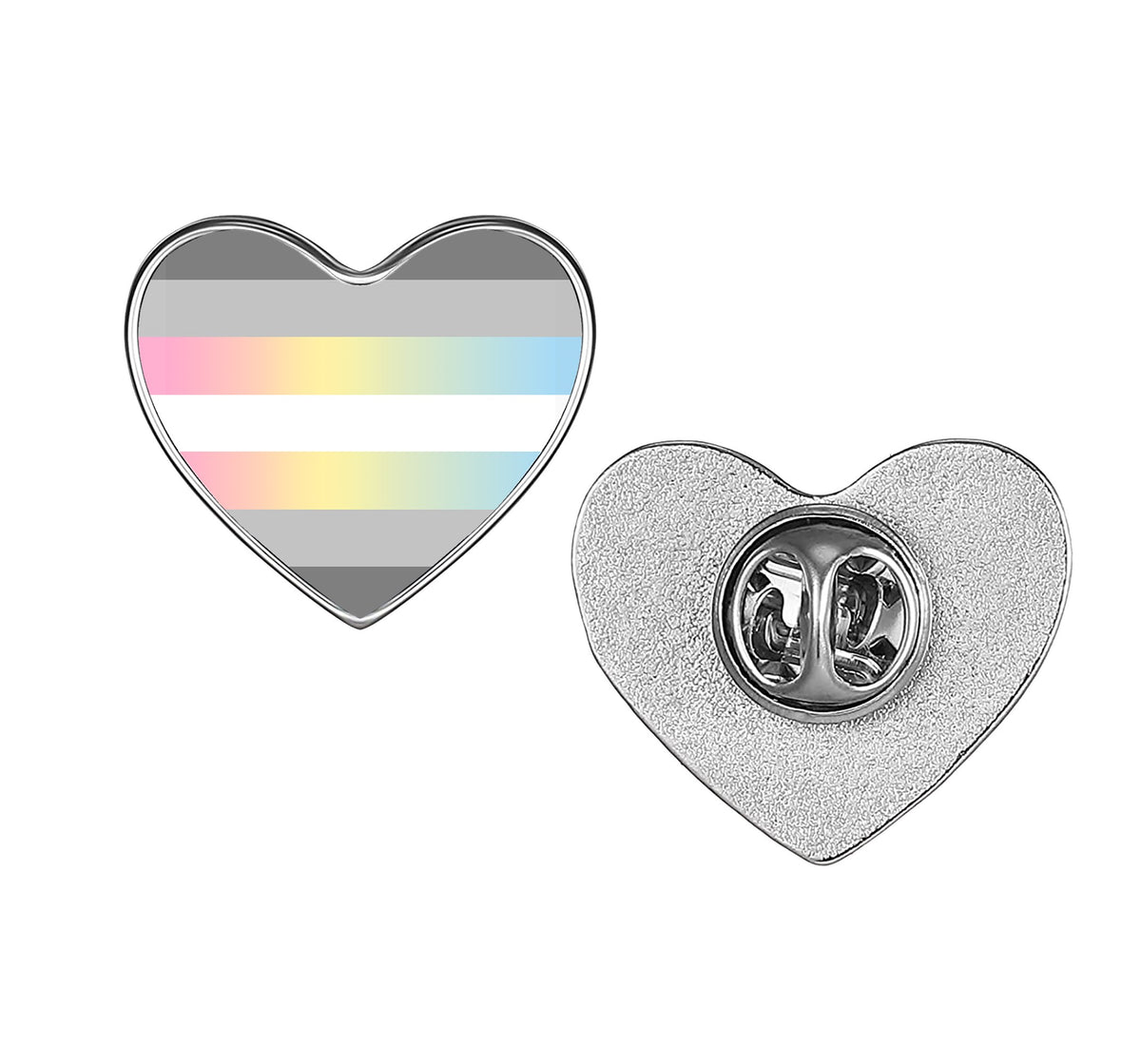 LGBT Pride Flag Pinback Button – Metal Lapel Pin in Circle, Heart or Square
