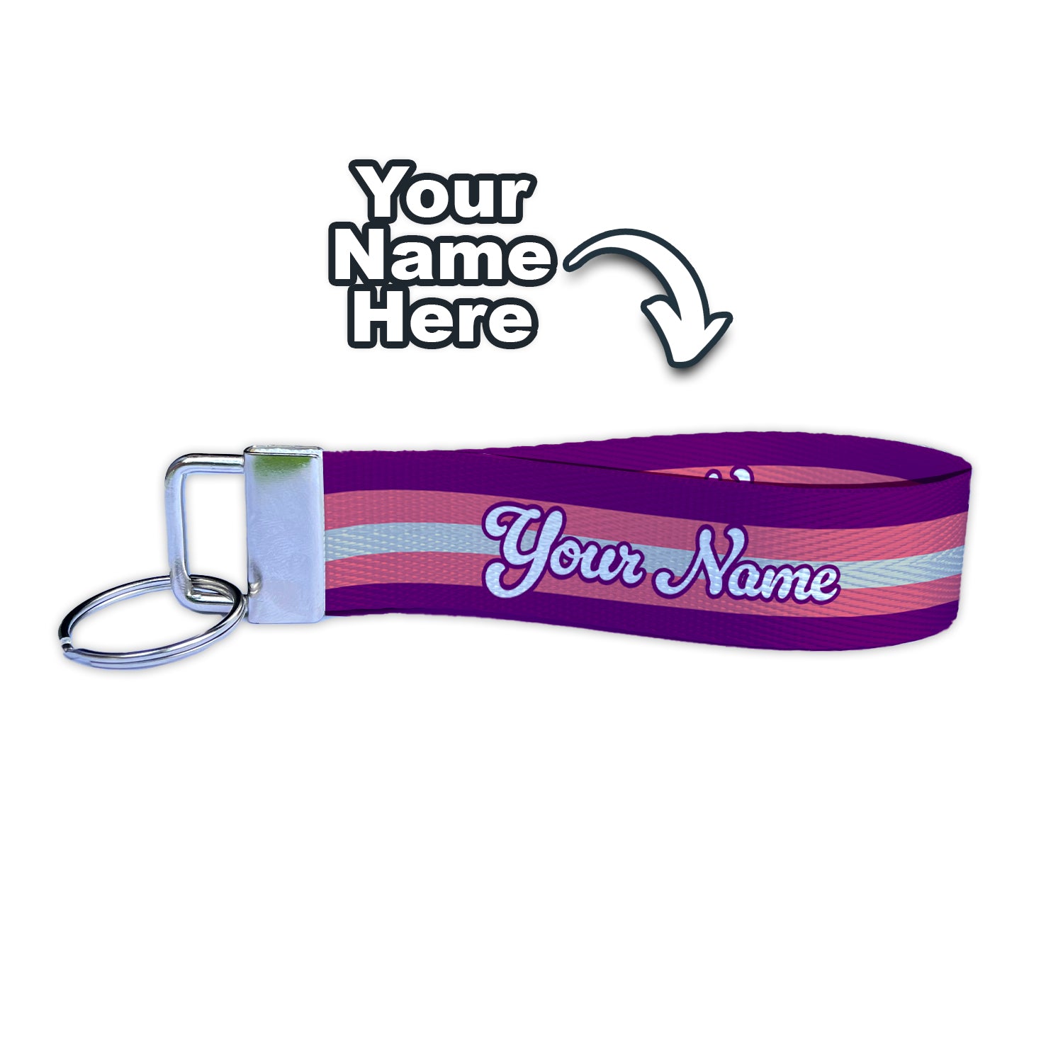 Demisexual Alternative Flag Personalized Name Nylon Key Fob - Custom Wristlet Keychain