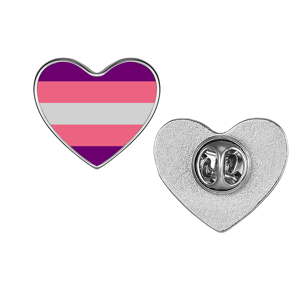 LGBT Pride Flag Pinback Button – Metal Lapel Pin in Circle, Heart or Square