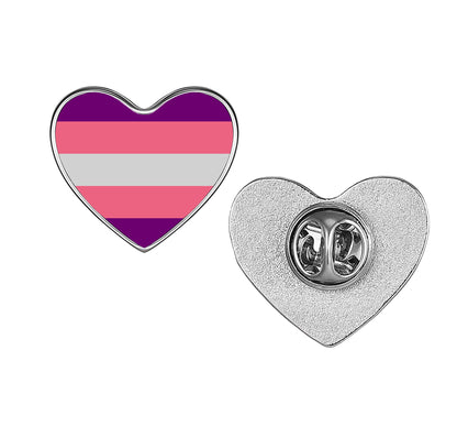 LGBT Pride Flag Pinback Button – Metal Lapel Pin in Circle, Heart or Square