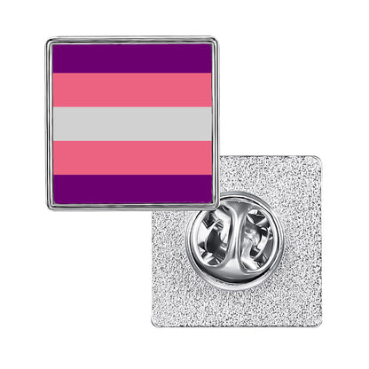LGBT Pride Flag Pinback Button – Metal Lapel Pin in Circle, Heart or Square