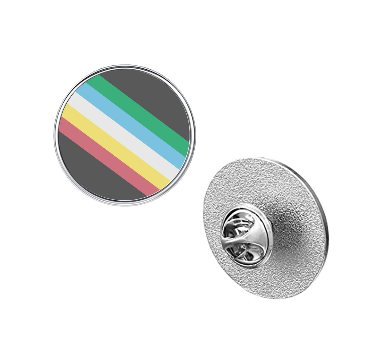 LGBT Pride Flag Pinback Button – Metal Lapel Pin in Circle, Heart or Square