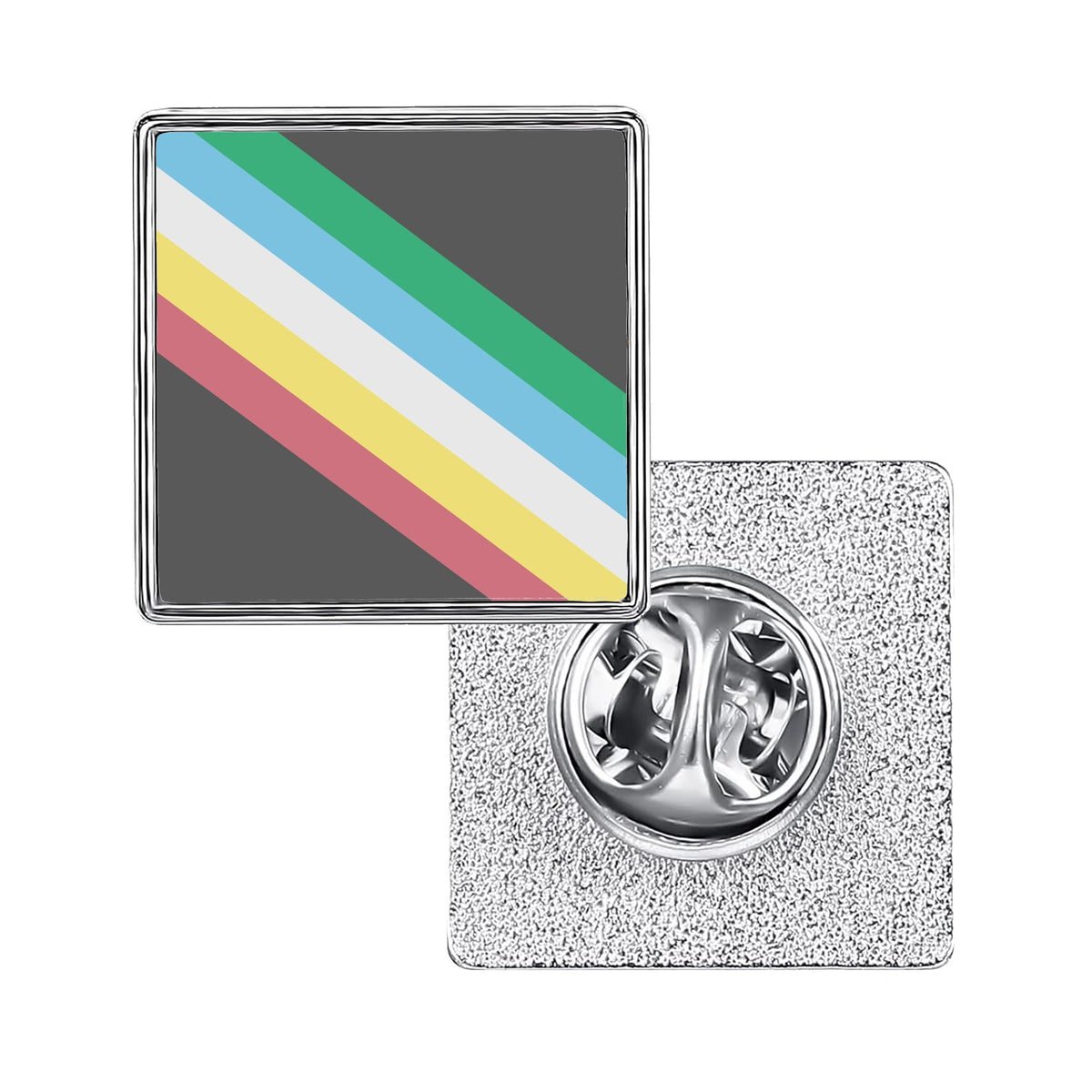 LGBT Pride Flag Pinback Button – Metal Lapel Pin in Circle, Heart or Square