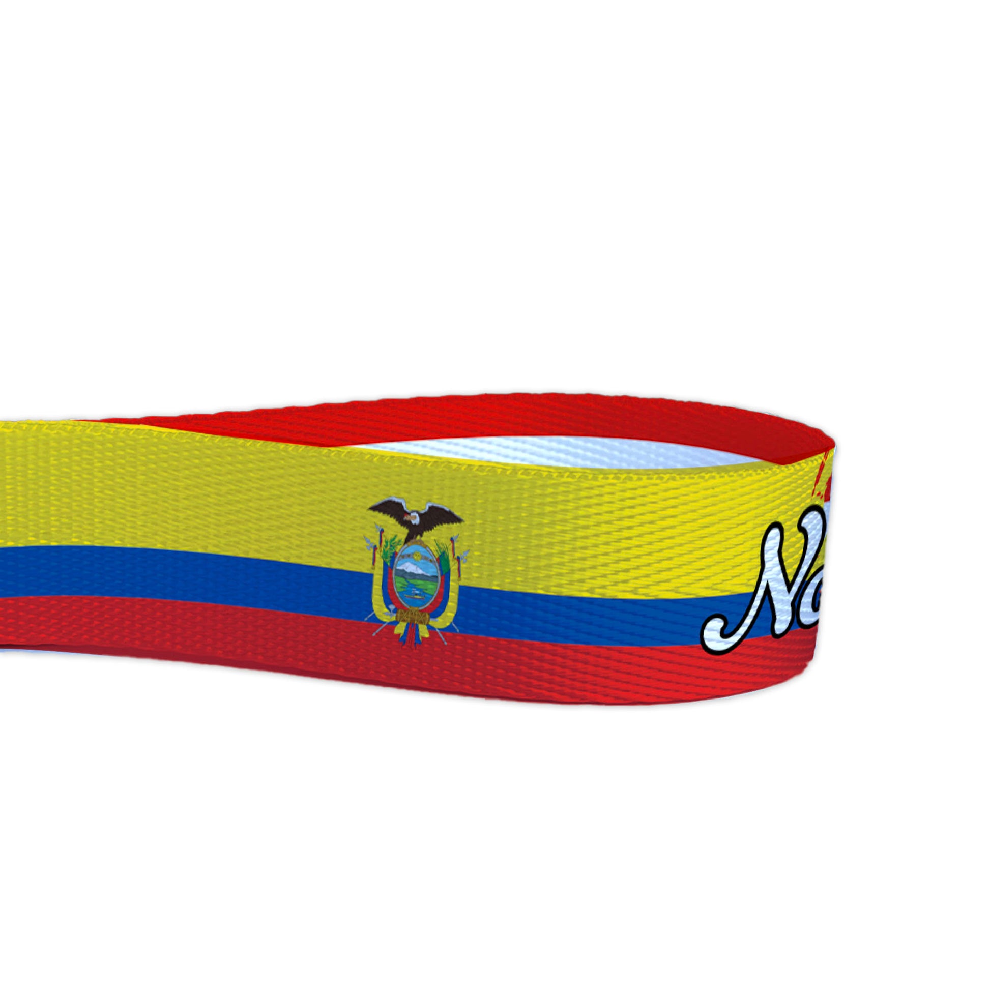 Ecuador Puerto Rican Double Country Personalized Name Nylon Key Fob - Custom Puerto Rico and Ecuador Flag Wristlet Keychain