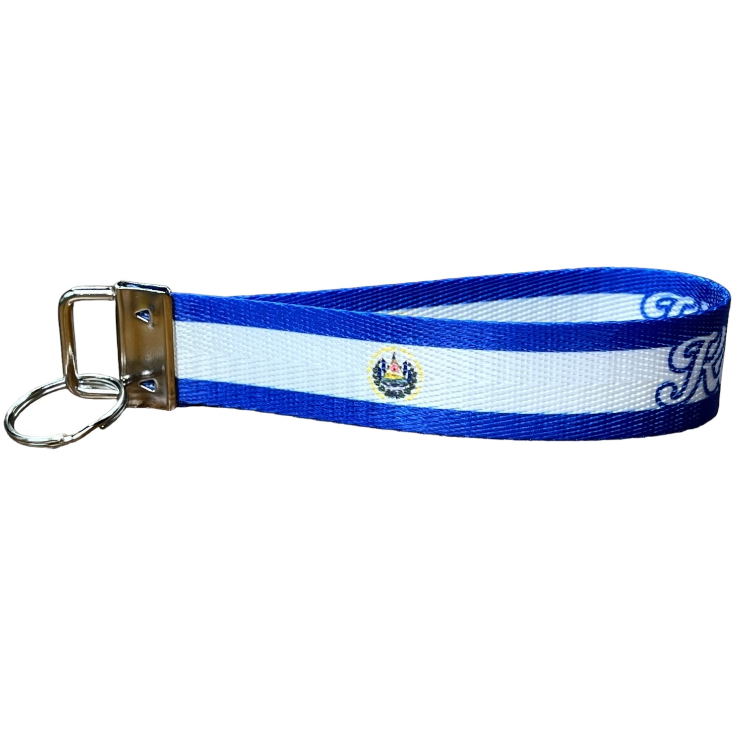 El Salvador Flag Personalized Name Nylon Key Fob - Custom Wristlet Keychain