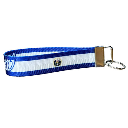 El Salvador Flag Personalized Name Nylon Key Fob - Custom Wristlet Keychain