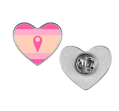 LGBT Pride Flag Pinback Button – Metal Lapel Pin in Circle, Heart or Square