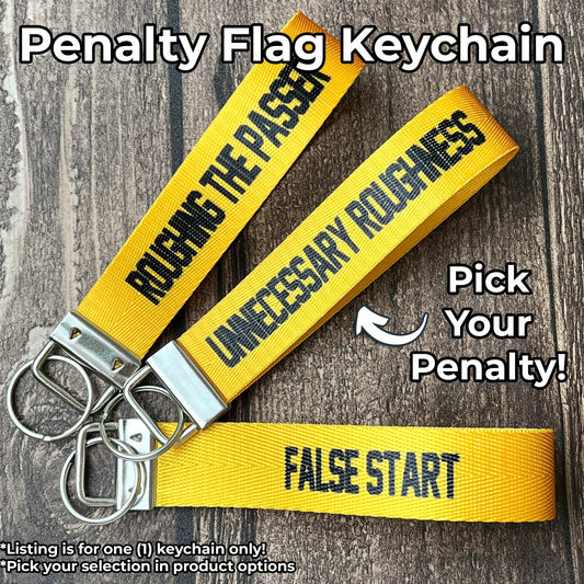 Football Penalty Flag Yellow Nylon Keychain - You pick your penalty!