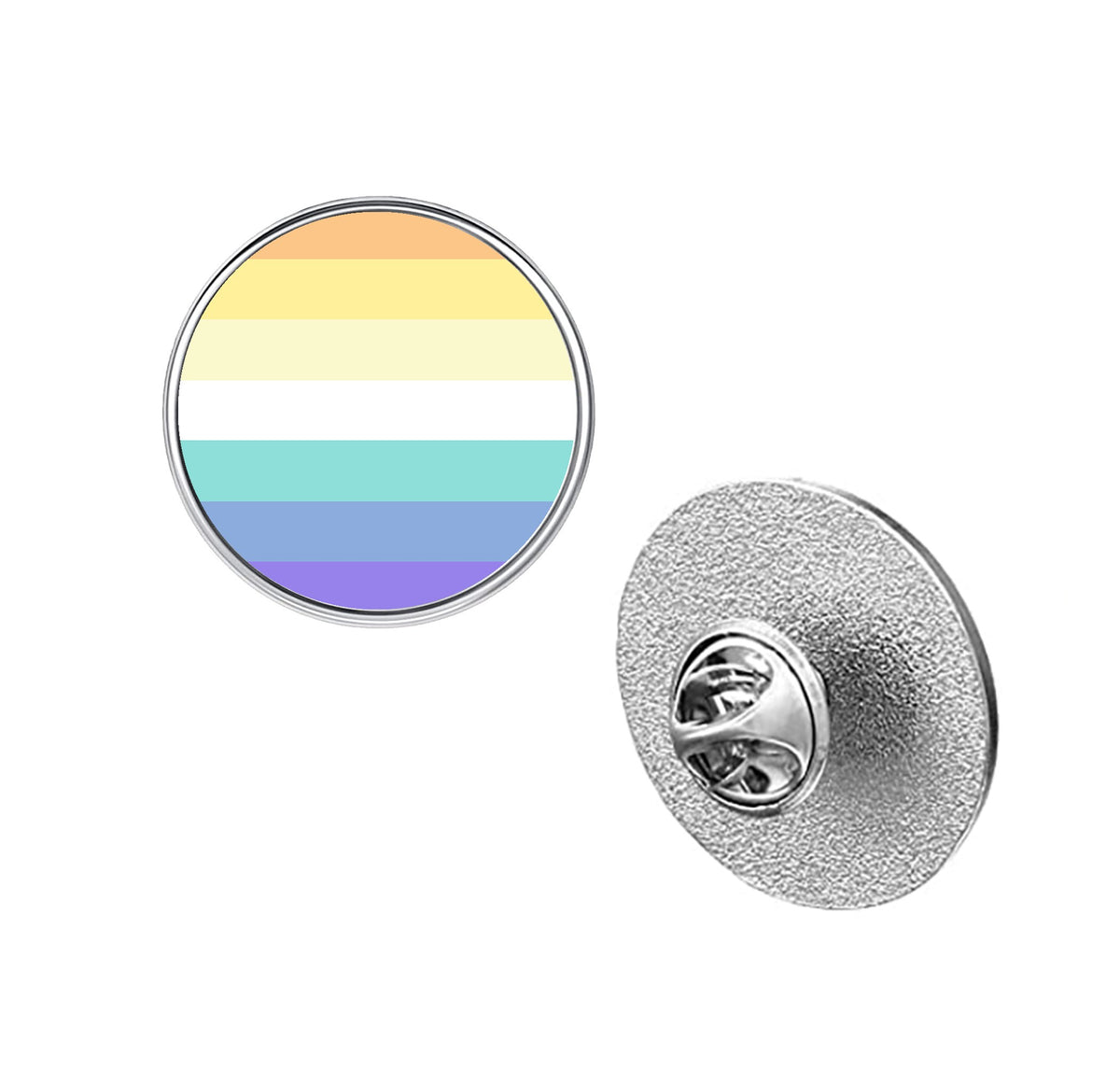 LGBT Pride Flag Pinback Button – Metal Lapel Pin in Circle, Heart or Square
