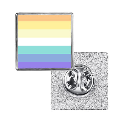 LGBT Pride Flag Pinback Button – Metal Lapel Pin in Circle, Heart or Square