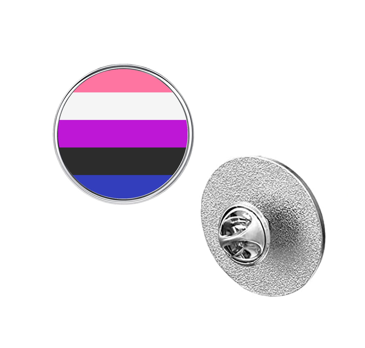 LGBT Pride Flag Pinback Button – Metal Lapel Pin in Circle, Heart or Square