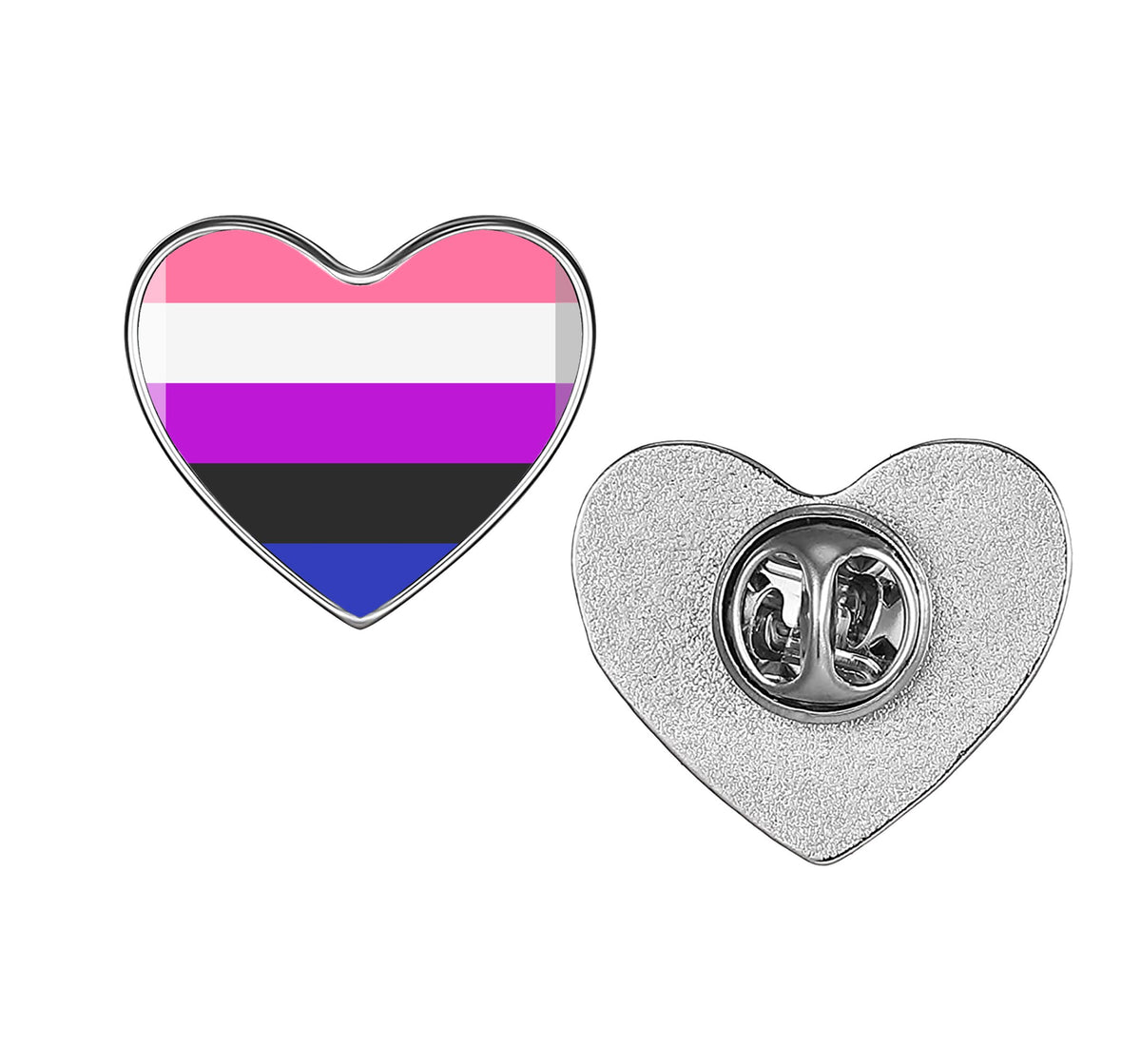 LGBT Pride Flag Pinback Button – Metal Lapel Pin in Circle, Heart or Square