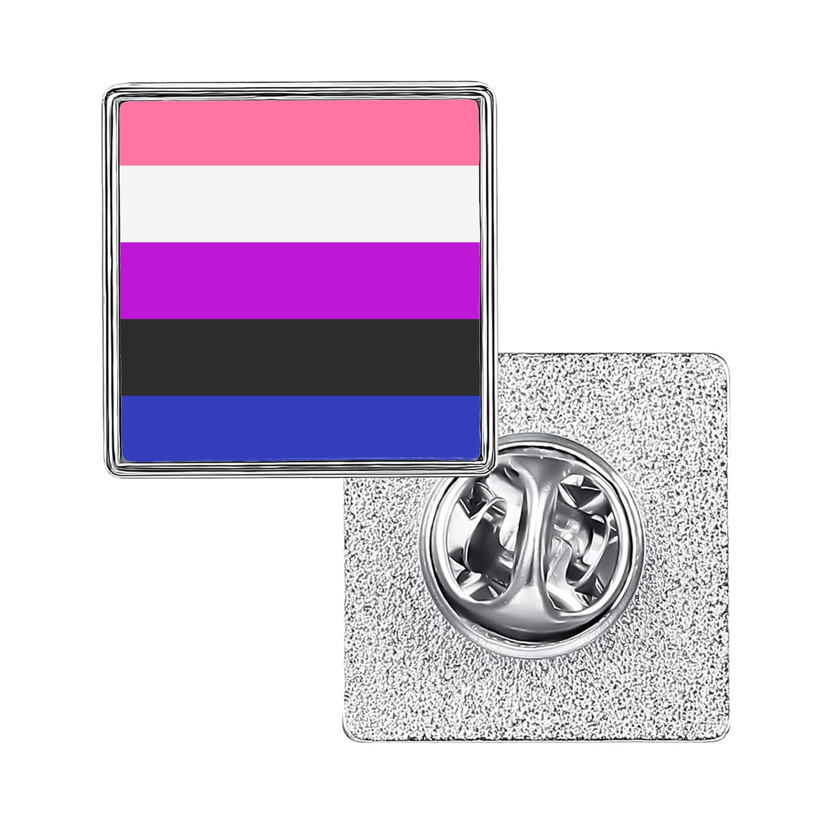 LGBT Pride Flag Pinback Button – Metal Lapel Pin in Circle, Heart or Square