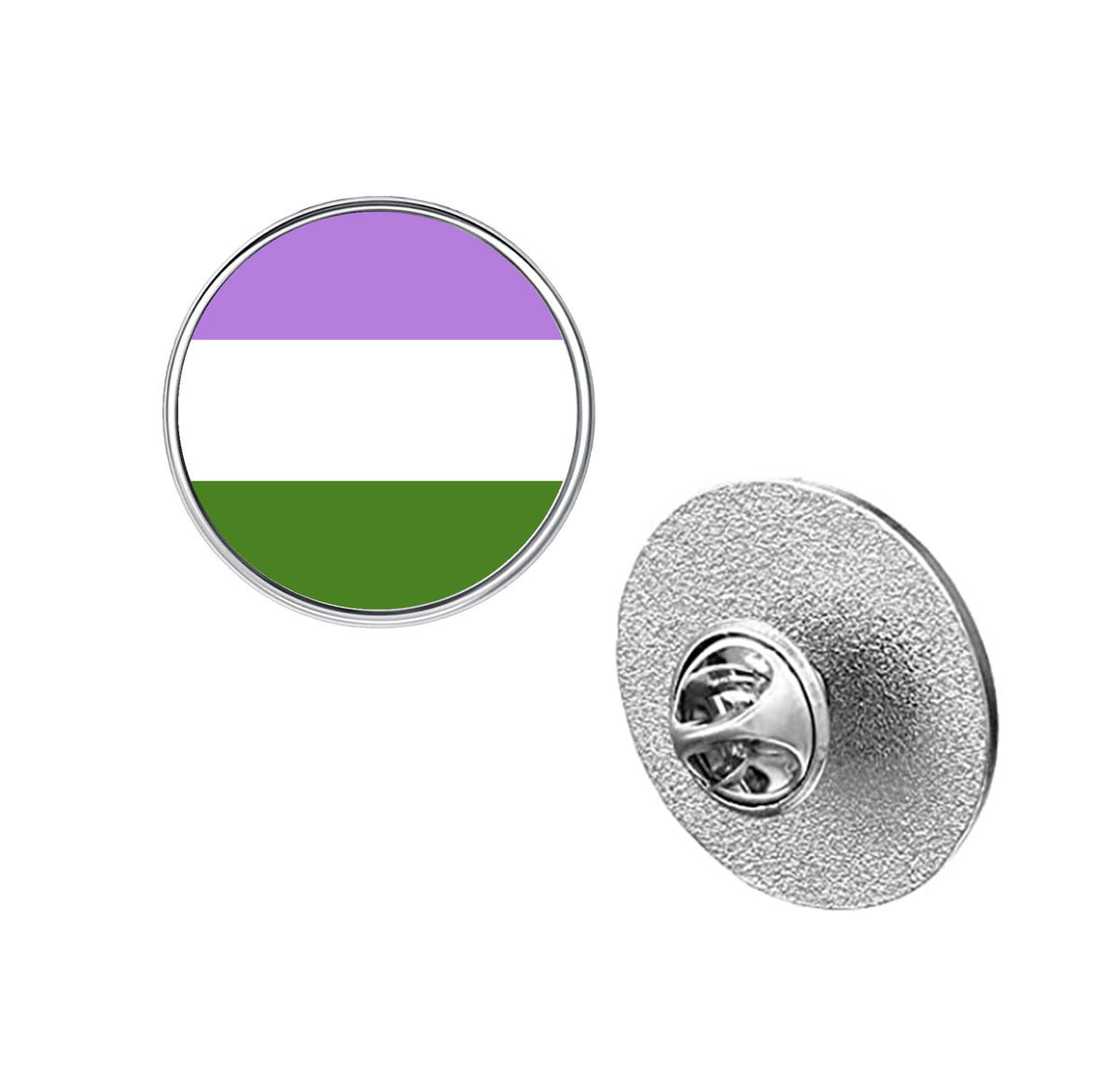LGBT Pride Flag Pinback Button – Metal Lapel Pin in Circle, Heart or Square