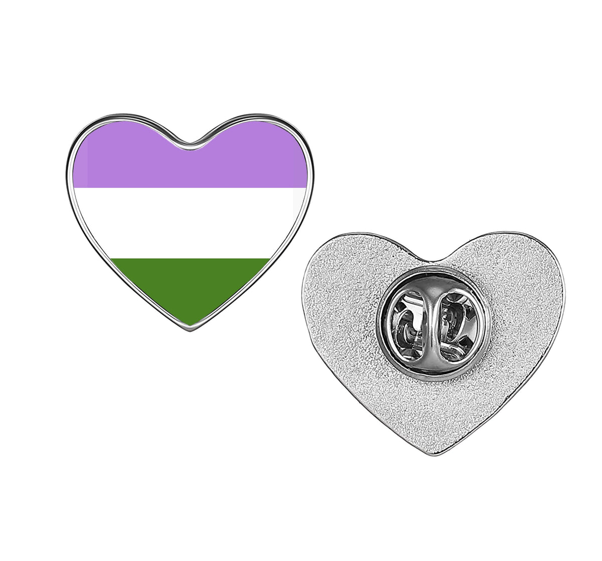 LGBT Pride Flag Pinback Button – Metal Lapel Pin in Circle, Heart or Square