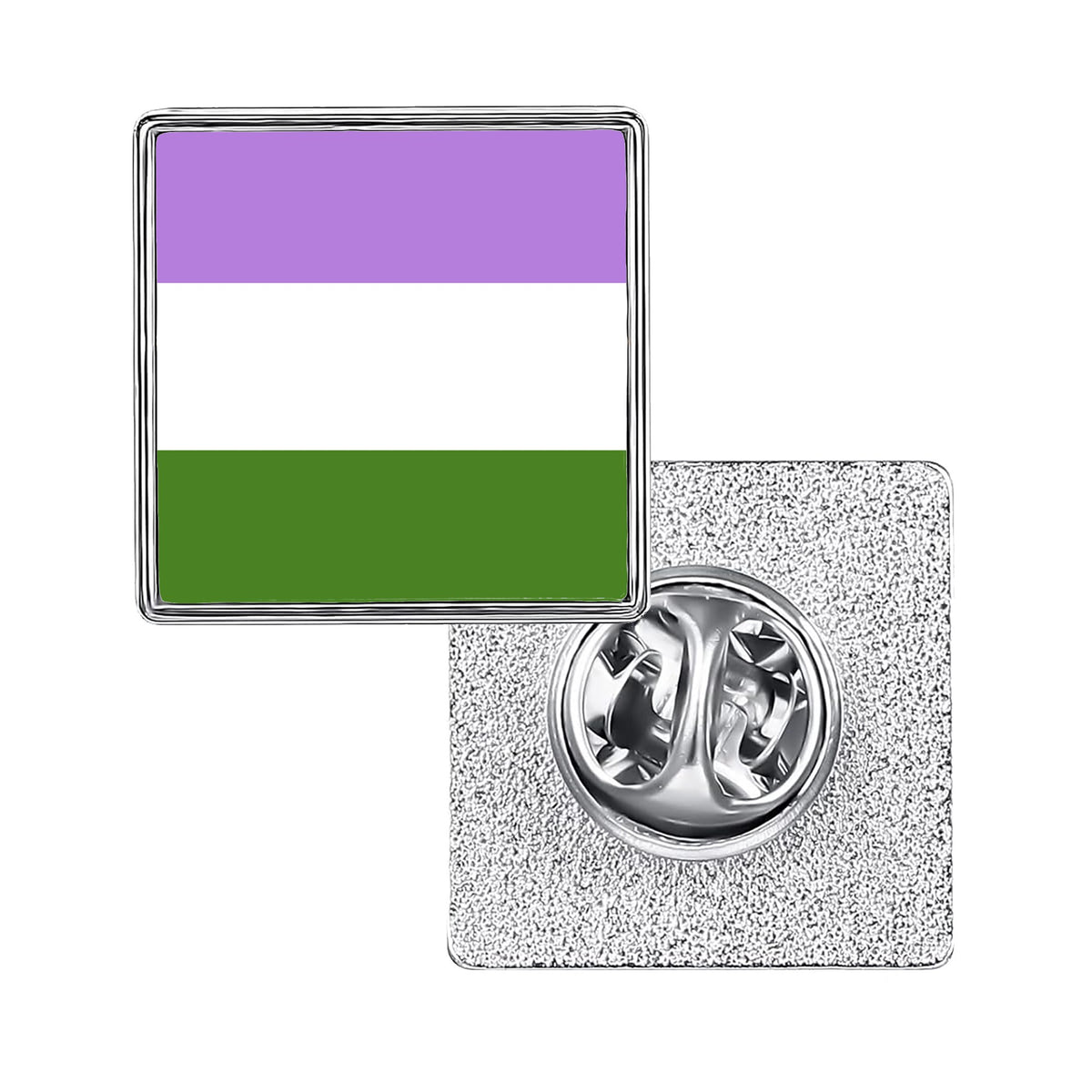 LGBT Pride Flag Pinback Button – Metal Lapel Pin in Circle, Heart or Square