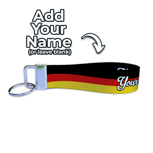 Germany Flag Personalized Name Nylon Key Fob - Custom Wristlet Keychain