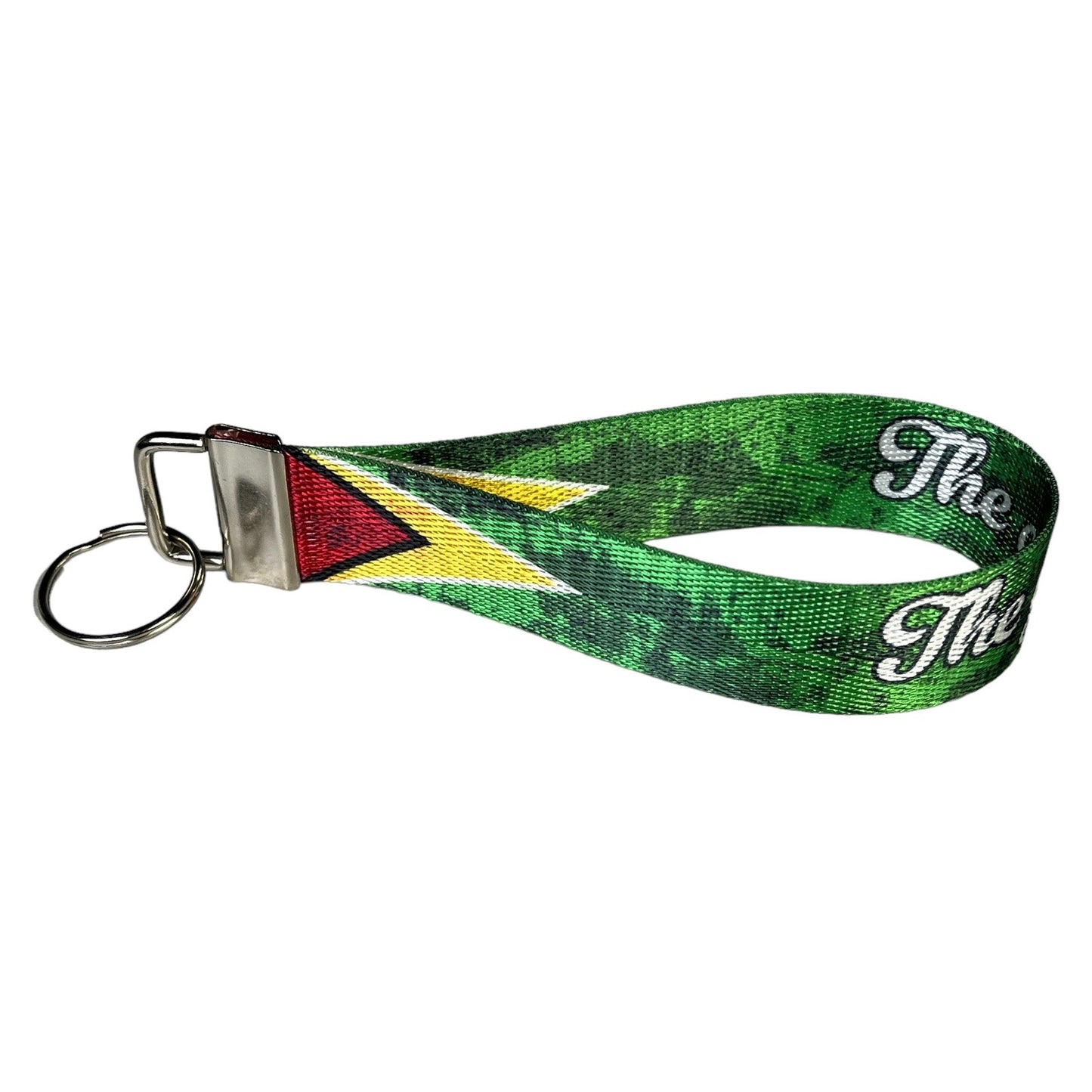 Guyana Flag Artistic Ryan's Version Personalized Name Nylon Key Fob - Custom Wristlet Keychain