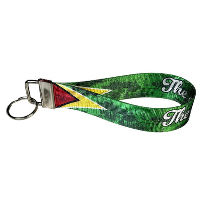 Guyana Flag Artistic Ryan's Version Personalized Name Nylon Key Fob - Custom Wristlet Keychain