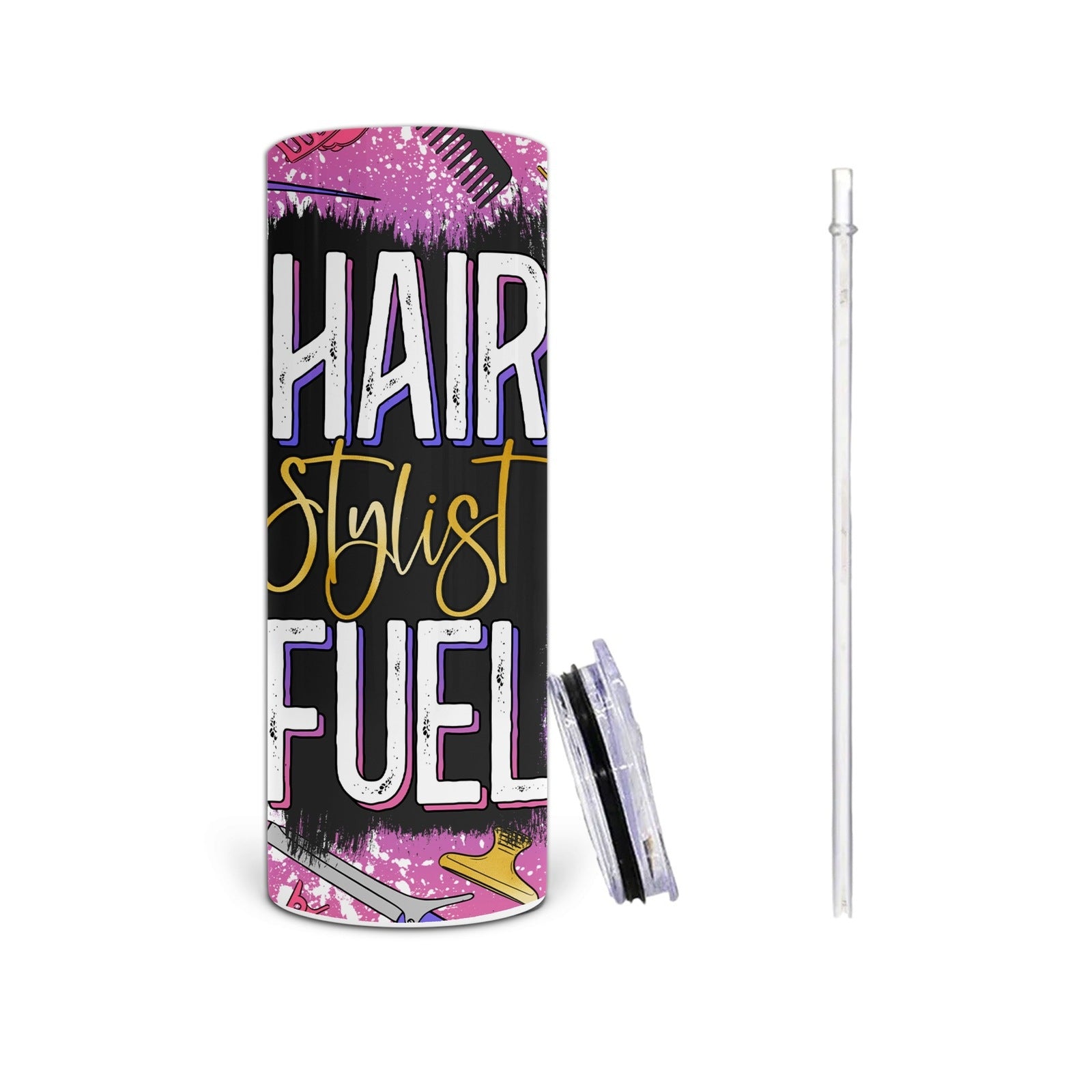 Hair Stylist Fuel - Cosmetology 20 oz Tumbler with Lid and Straw