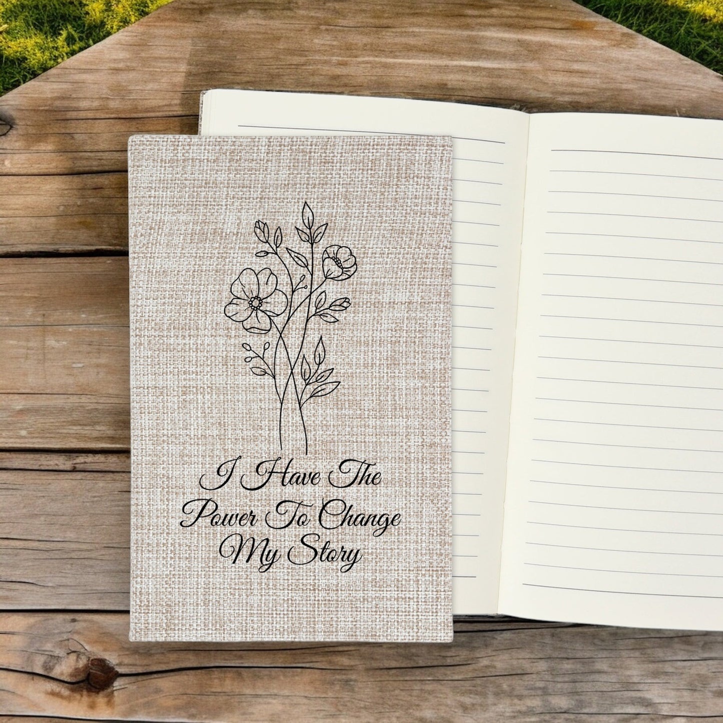 I Have The Power to Change My Story - Affirmation Quote Burlap Notebook Journal with Lined Pages