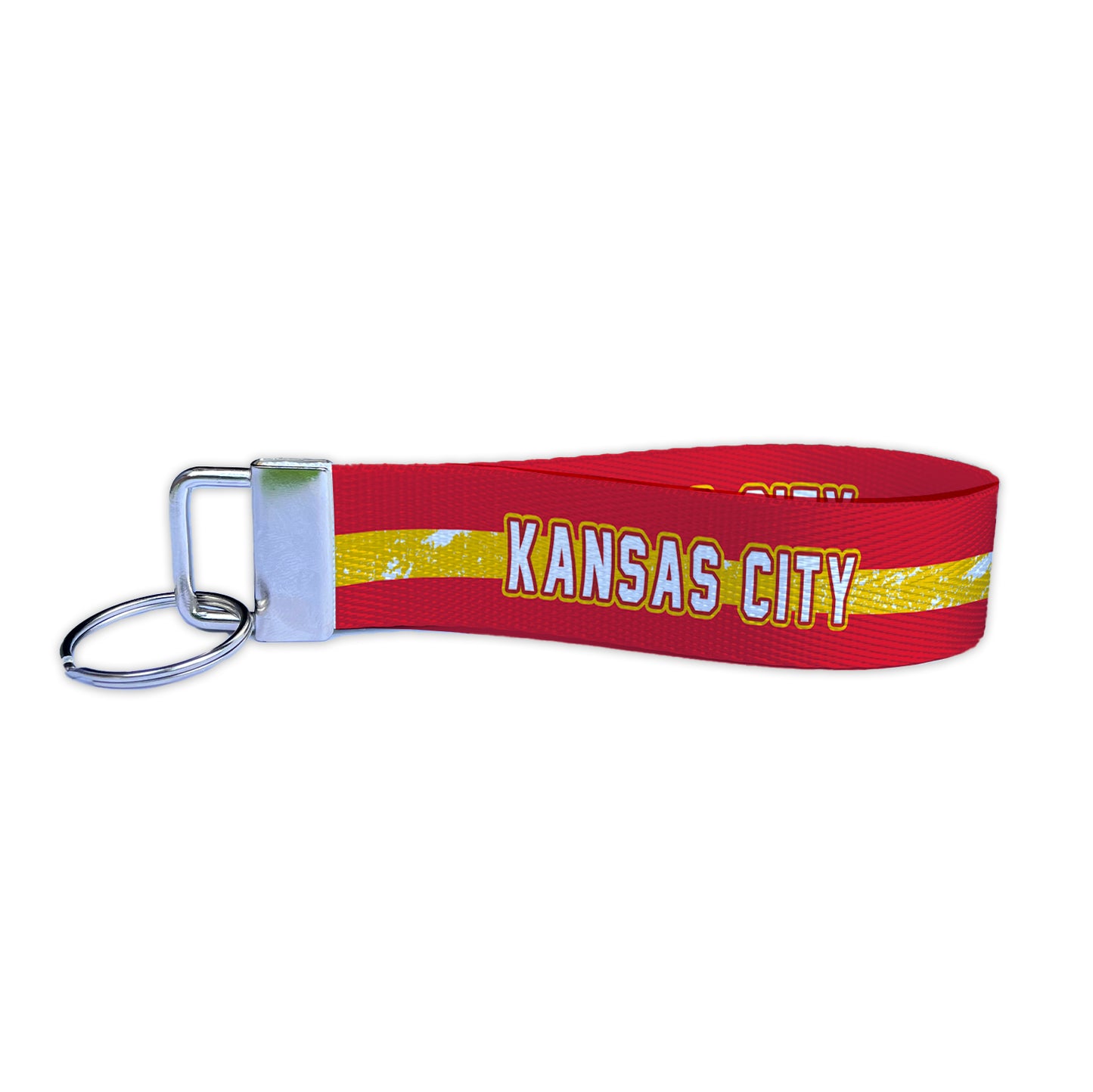 Kansas City Yellow Stripe Football Nylon Key Fob Wristlet Keychain
