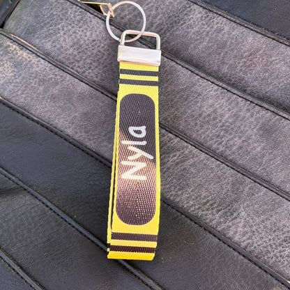 Crayon Colored Personalized Name Nylon Key Fob - Custom Wristlet Keychain