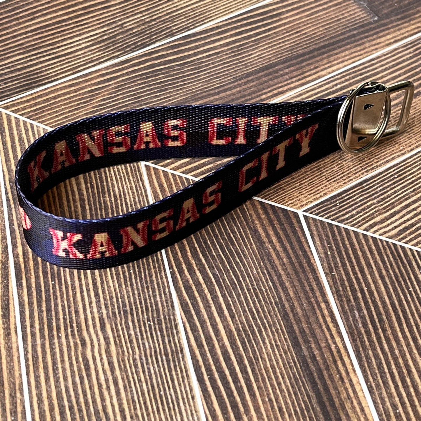Kansas City Baseball Heart Nylon Keychain Key Fob - Sample - Clearanced