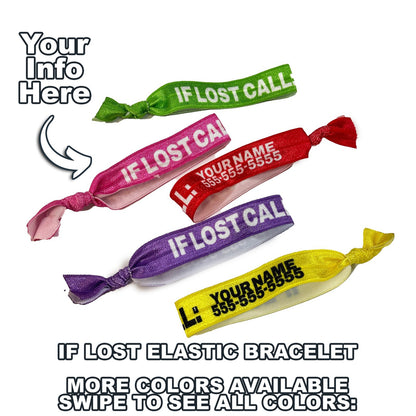 If Lost Call - Custom Information Emergency Elastic Hair Tie Bracelet