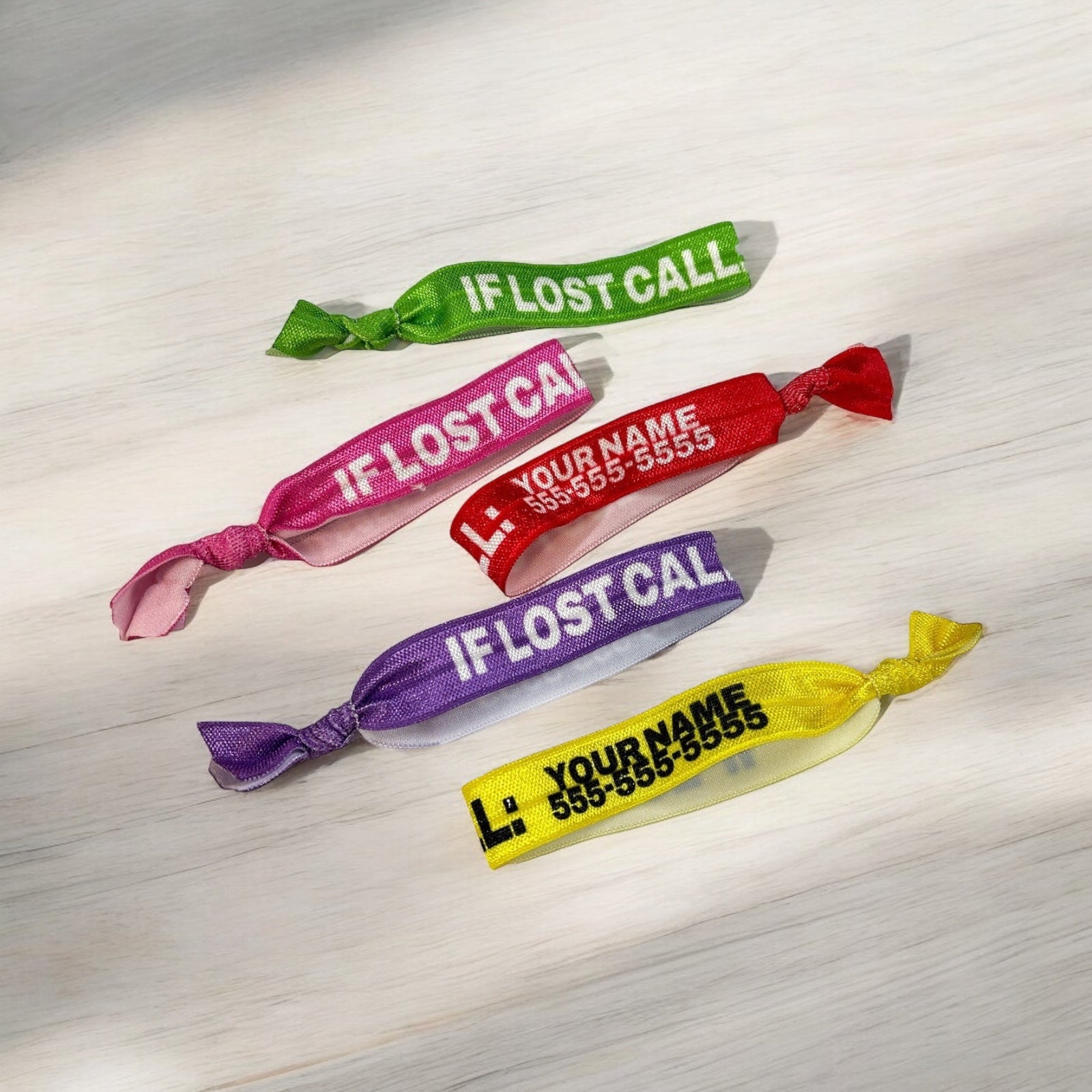 If Lost Call - Custom Information Emergency Elastic Hair Tie Bracelet