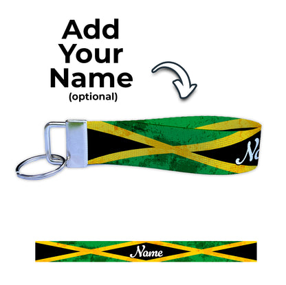 Jamaican Artistic Ryan's Version Personalized Name Nylon Key Fob - Custom Wristlet Keychain