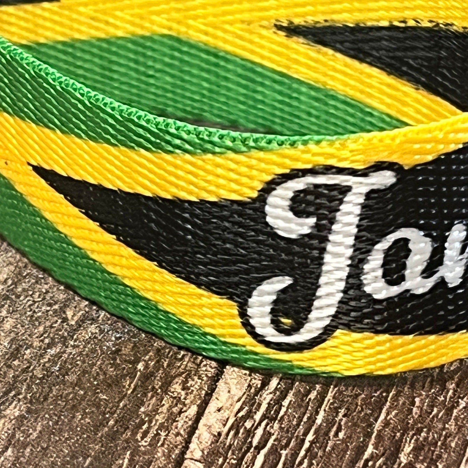 Jamaican Regular Version Flag Personalized Name Nylon Key Fob - Custom Wristlet Keychain
