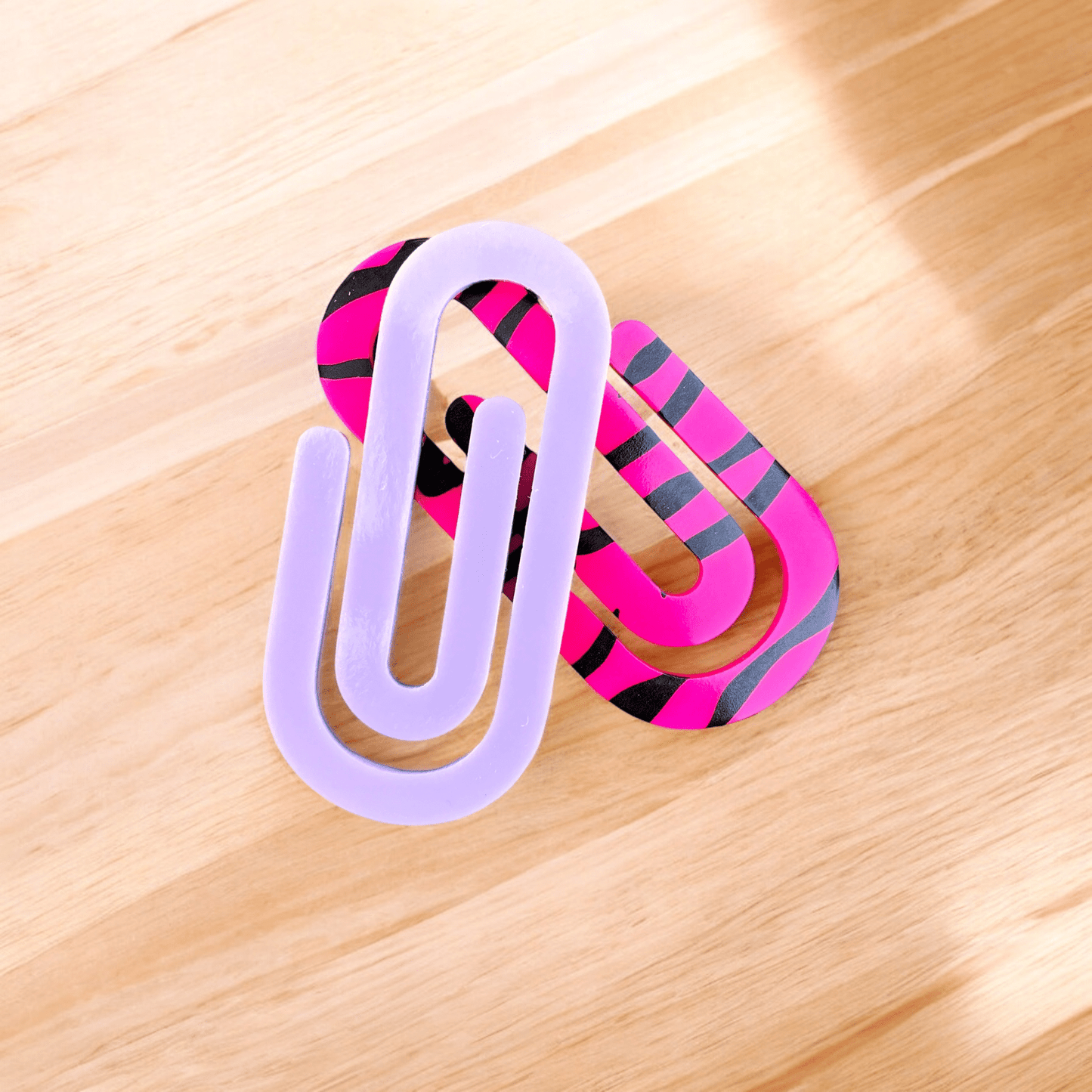 Jumbo Animal Print Paper Clips - Colored Acrylic Bookmarks - Set of 6